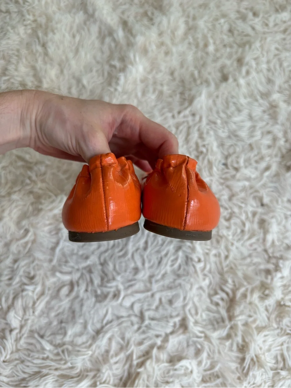 Tory Burch Reva Orange Leather Ballet Flats Size 8